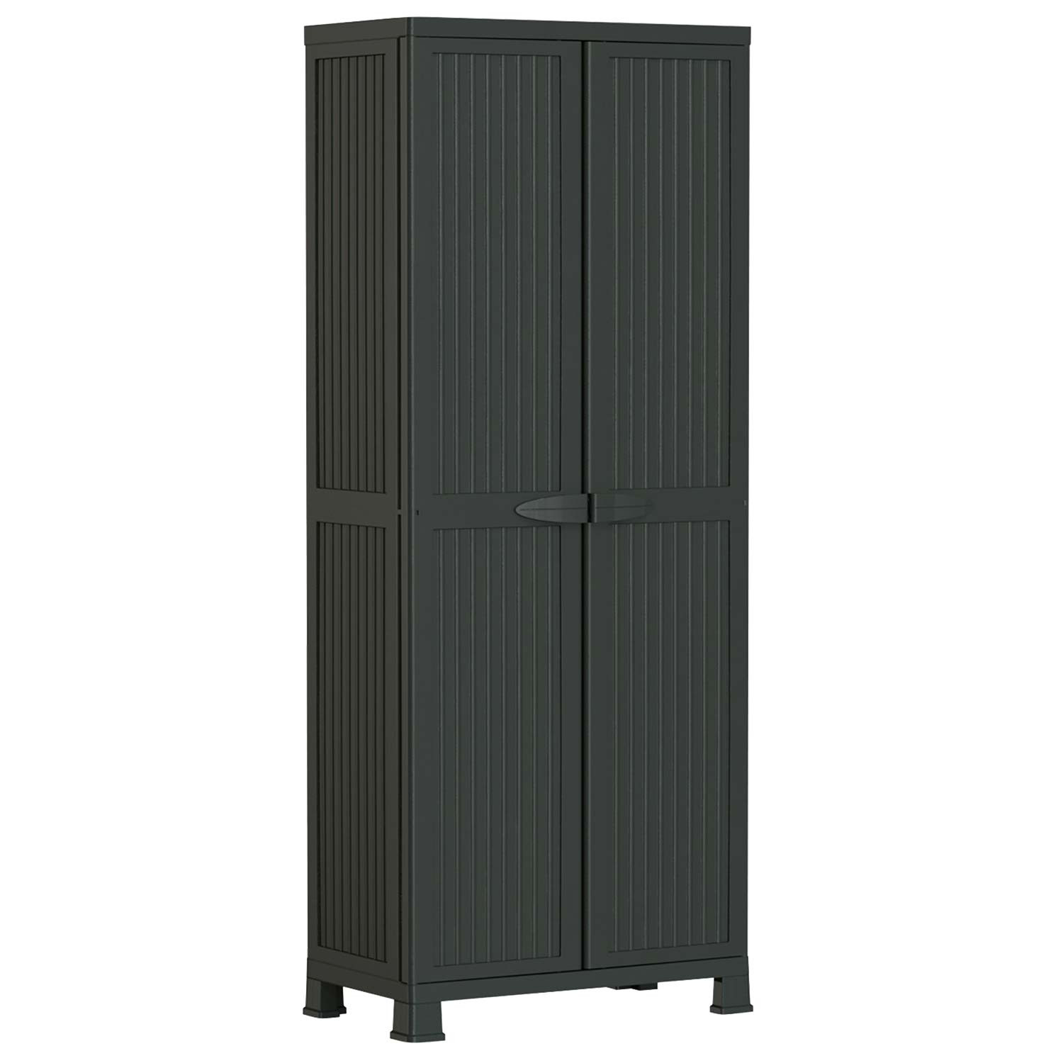 Armario de Resina Exterior con Escobero y 4 Baldas 171x68x39cm Thinia Home Armarios para Exterior 1